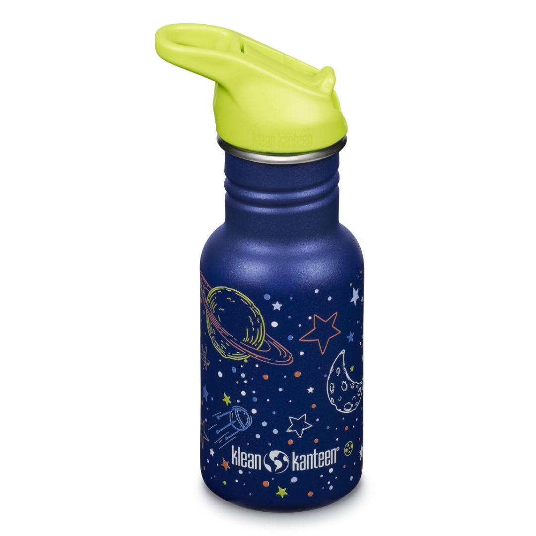 Klean Kanteen Kid Classic Flip Seal Sport Cap tērauda ūdens pudele bērniem no 3 gadu vecuma Milky Way, 355ml