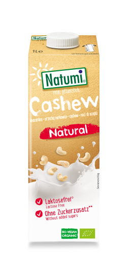 Natumi BIO bezglutēna Indijas riekstu dzēriens bez cukura, 1l