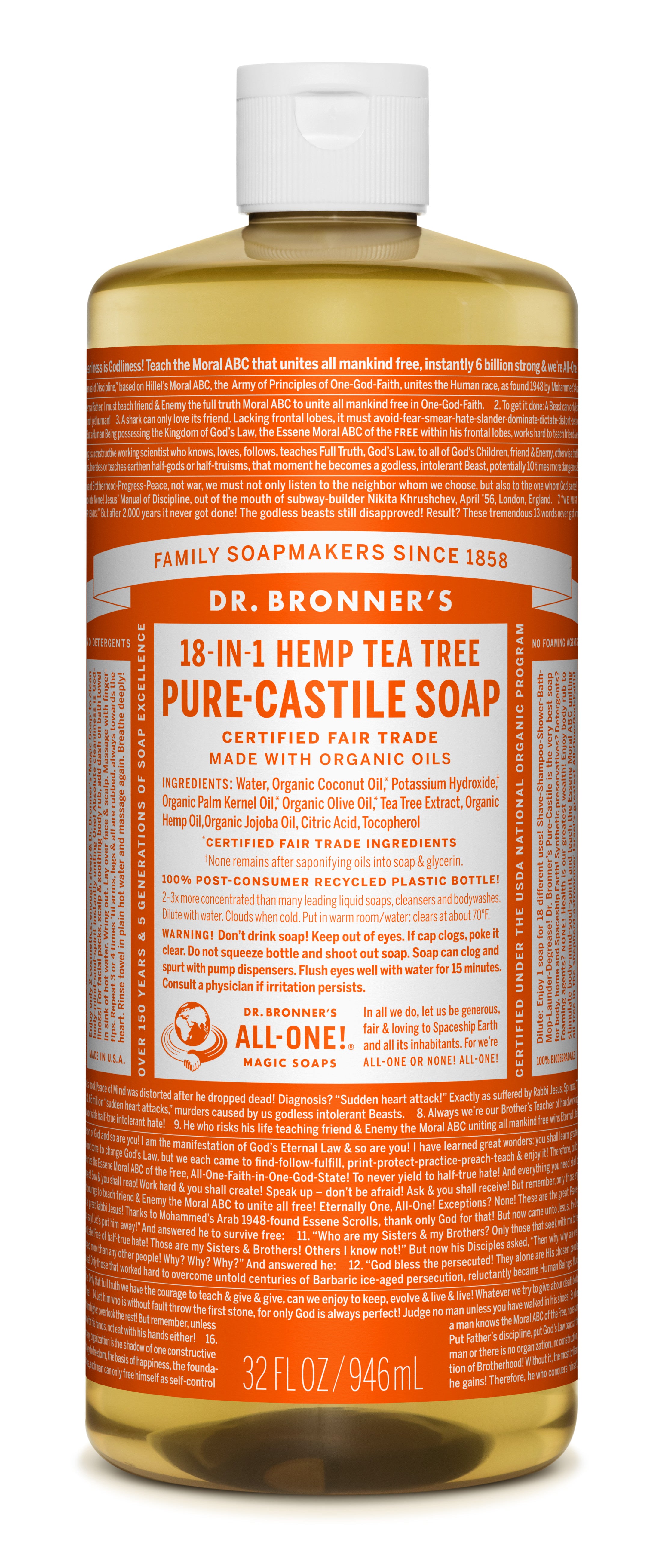 Dr. Bronner`s tējas koka šķidrās ziepes, 945ml
