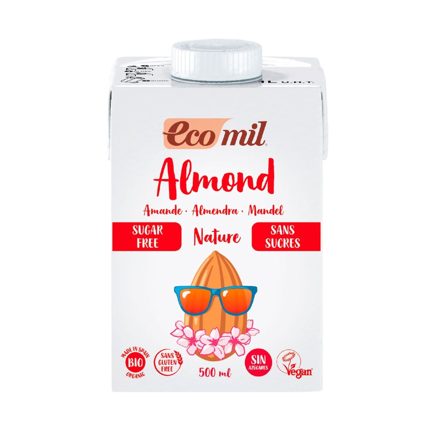 Ecomil BIO bezglutēna mandeļu dzēriens bez cukura, 500ml