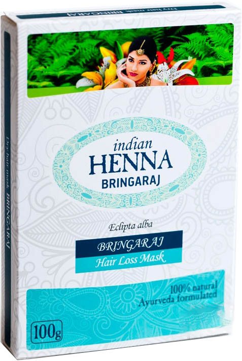 Indian Henna sausā maska matiem Bringaraj (bringaradž), 100g