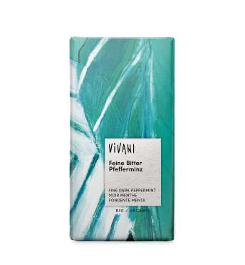 Vivani BIO melnā šokolāde ar 40% piparmētru pildījumu, 100g