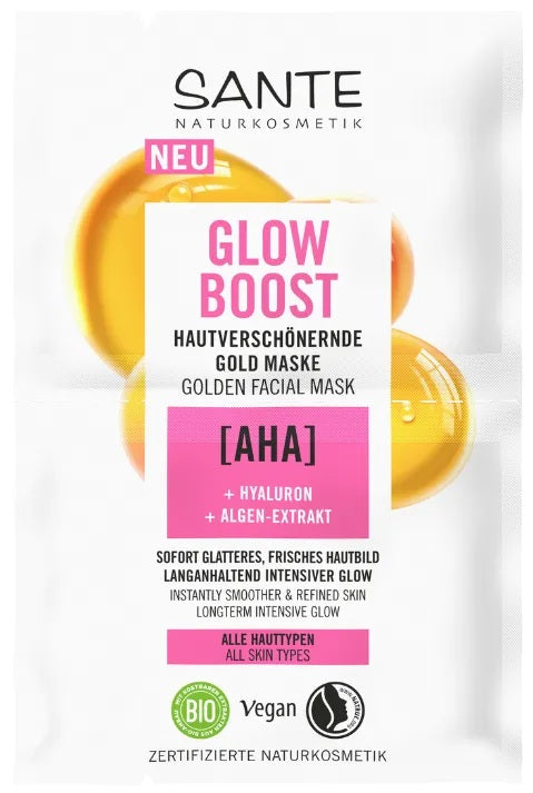 Sante Glow Boost sejas maska mirdzošai ādai Skin Beautifying Gold, 2x4ml