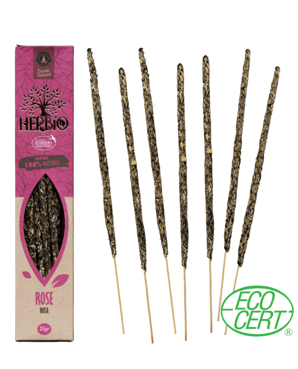Herbio ar rokām darināti smaržkociņi ar rozes aromātu "Rose", 25g