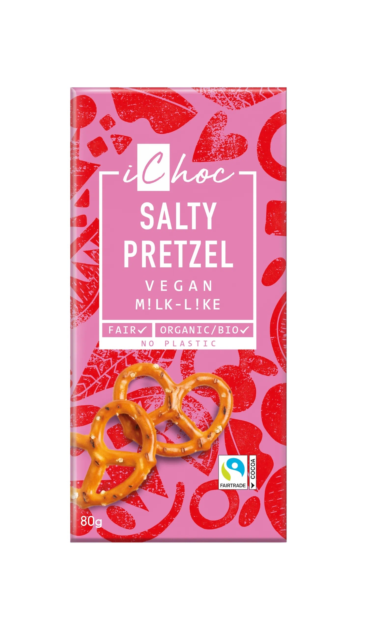 Vivani iChoc BIO vegānā šokolāde ar kliņgera gabaliņiem un jūras sāli Salty Pretzel, 80g