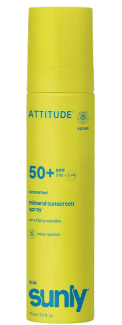 Attitude Sunly izsmidzināms saules aizsarglīdzeklis bērniem ar SPF50, bez aromāta, 75ml
