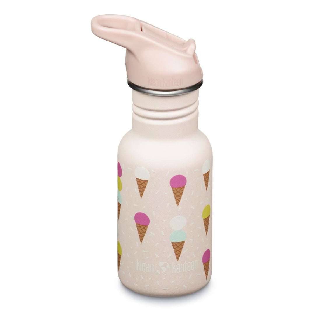 Klean Kanteen Kid Classic Flip Seal Sport Cap tērauda ūdens pudele bērniem no 3 gadu vecuma Ice Cream, 355ml