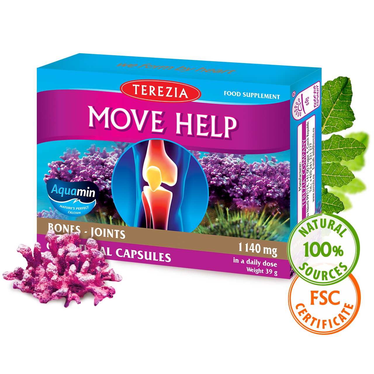 Terezia uztura bagātinātājs kauliem un locītavām MOVE HELP, 60kaps.