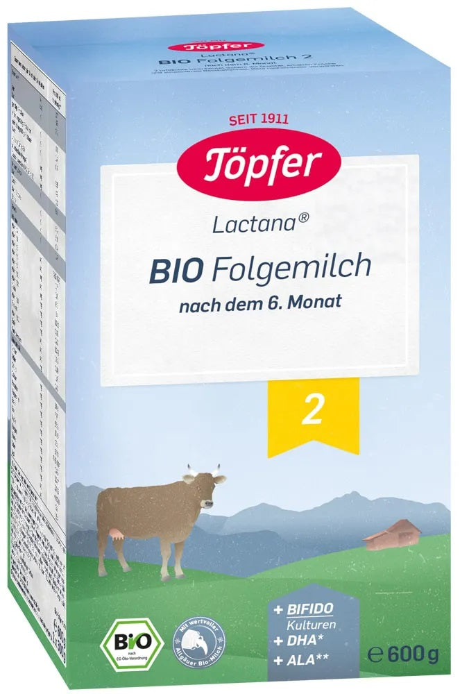 Topfer BIO Lactana 2 mākslīgais piena maisījums zīdaiņiem no 6 mēnešu vecuma, 600g