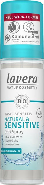 Lavera Basis Sensitiv Natural & Sensitive 48h izsmidzināmais dezodorants ar bio alveju un minerāliem, 75ml