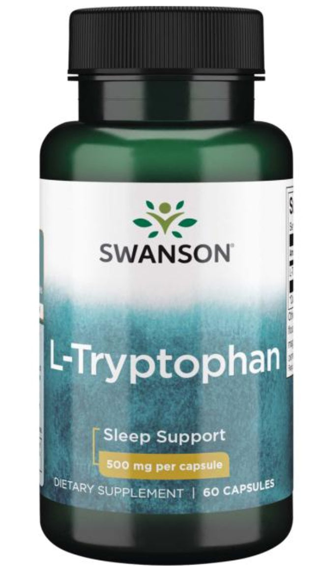 Swanson uztura bagātinātājs L-Triptofāns (L-Tryptophan) 500mg, 60 kaps.
