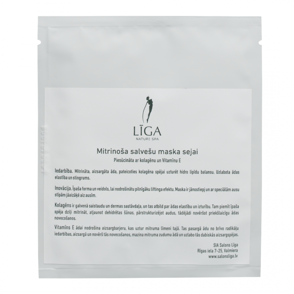 Līga Nature SPA sejas maska / salvete mitrinoša ar kalogēnu, 1gb.