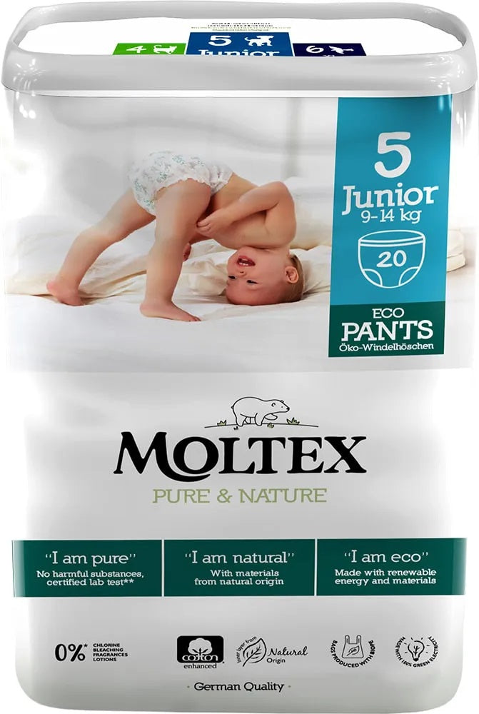 Moltex eko autiņbiksītes - biksītes mazuļiem Junior 9 - 14 kg, 20gb.