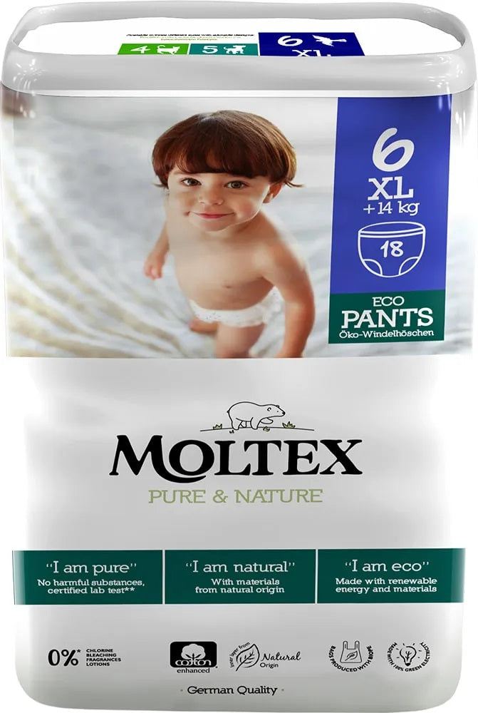 Moltex eko autiņbiksītes - biksītes mazuļiem XL +14 kg, 18gb.