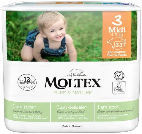 Moltex eko autiņbiksītes zīdaiņiem Midi 4 - 9 kg, 33gb.