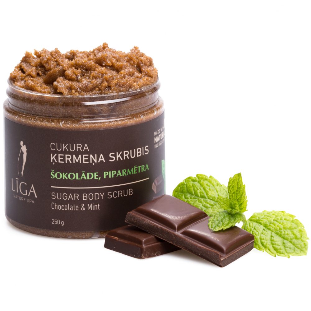 Līga Nature SPA cukura skrubis ķermenim "Šokolāde un piparmētra", 250g