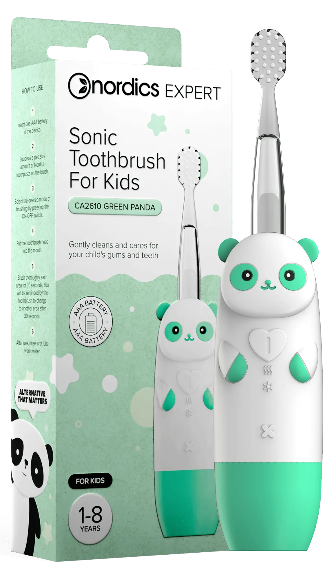 Nordics elektriskā zobu birste bērniem Green Panda