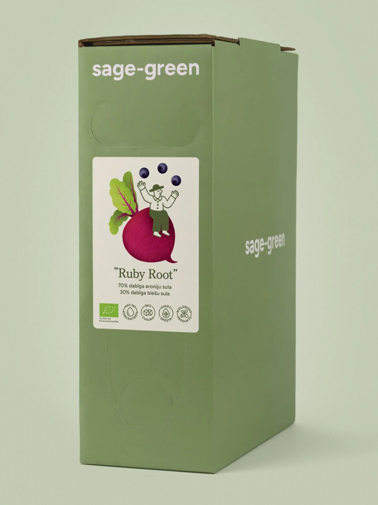 Sage-green BIO biešu un aroniju sula Ruby Root, 3l