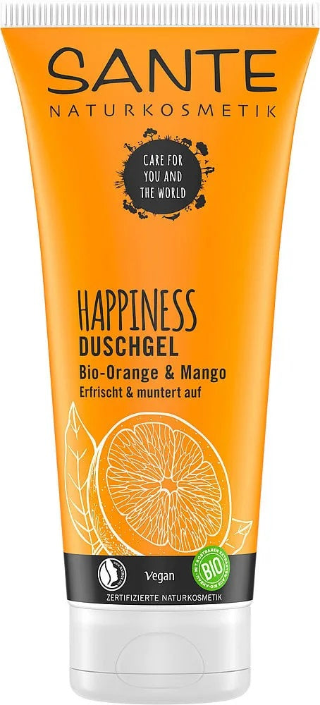 Sante dušas želeja ar bio apelsīnu un mango ekstraktu Happiness, 200ml
