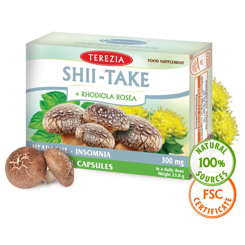 Terezia uztura bagātinātājs SHII-TAKE + RHODIOLA ROSEA (rodiola ar šitake sēnēm), 60 kaps.