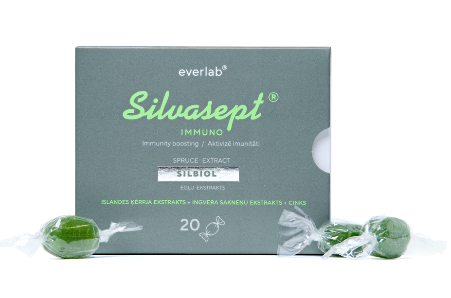 Biolat Everlab uztura bagātinātājs karameles ar skuju ekstraktu Silvasept® Immuno, 20gb.