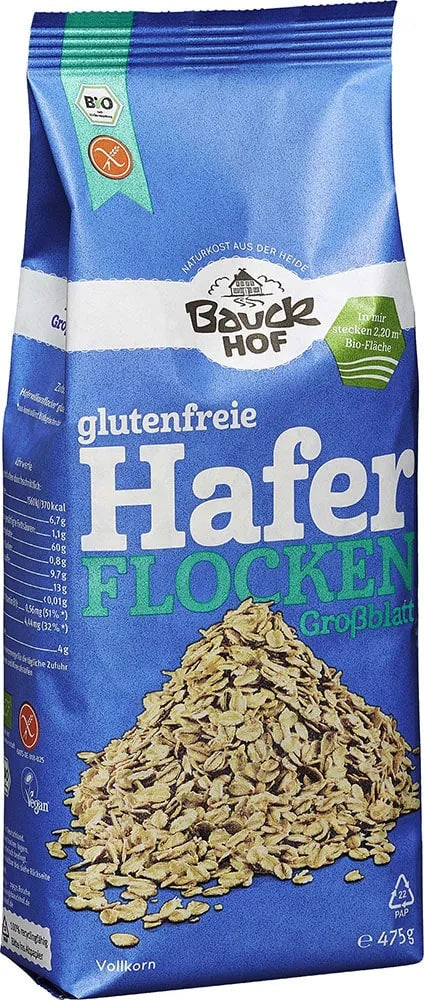 Bauckhof BIO bezglutēna auzu pārslas rupjās, 475g