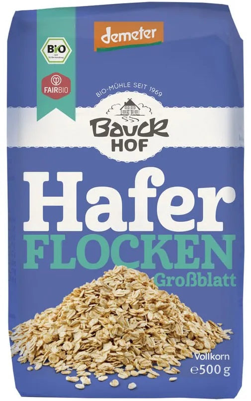 Bauckhof BIO pilngraudu auzu pārslas rupjās, 500g