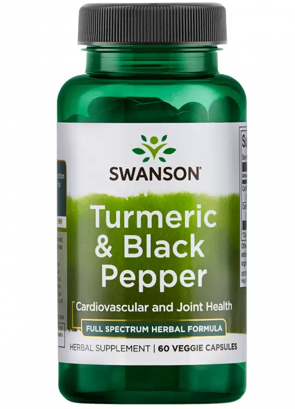 Swanson uztura bagātinātājs Turmeric & Black Pepper (kurkuma ar melnajiem pipariem), 60 kaps.