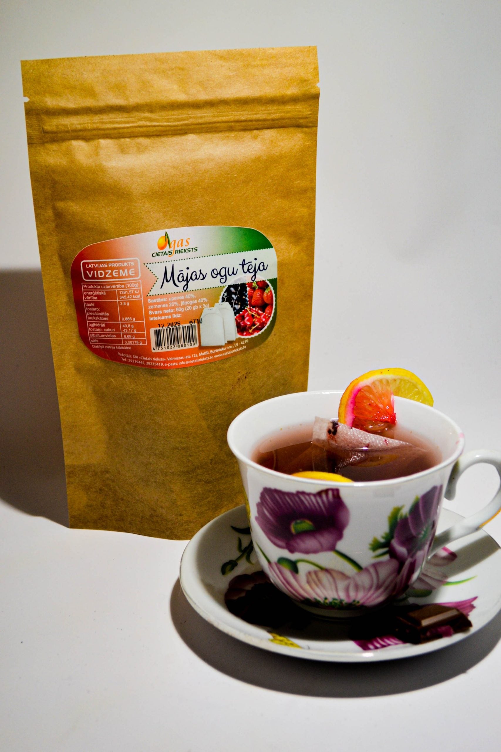 Cietais rieksts mājas ogu tēja maisiņos, 20gab x 3g