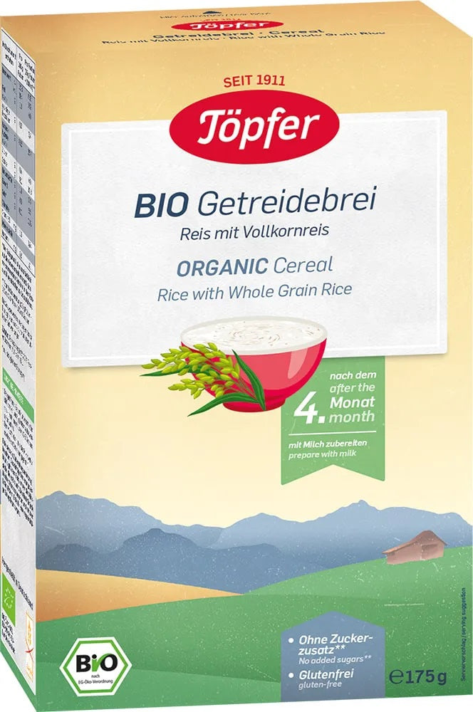 Topfer BIO bezglutēna pilngraudu rīsu biezputra no 4. mēn., 175g