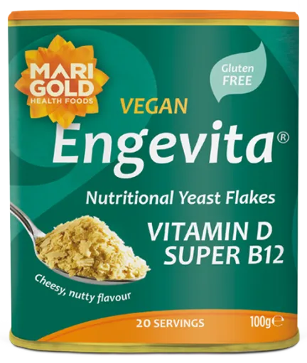 Marigold bezglutēna neaktīvās pārtikas rauga pārslas Engevita ar vitamīniem D un B12, 100g