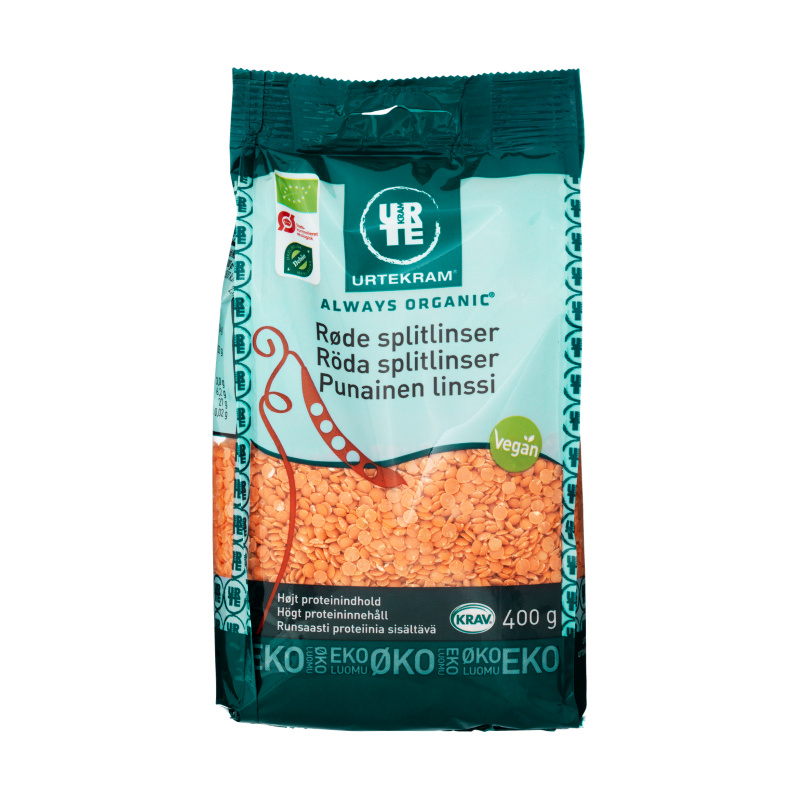 Urtekram Food BIO sarkanās lēcas, 400g