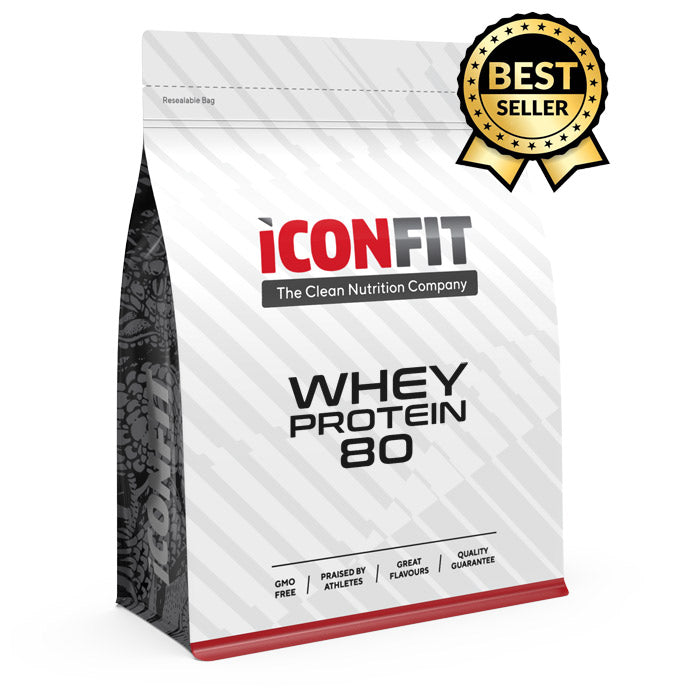 ICONFIT Whey Protein 80 sūkalu proteīns, ar zemesriekstu sviesta garšu, 1kg