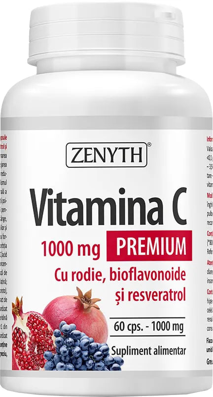 Zenyth uztura bagātinātājs ar 1000 mg C vitamīna Premium, 60kaps.
