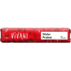 Vivani BIO Wafer Praline piena šokolādes batoniņš ar lazdu riekstu nugu un vafeļu gabaliņiem, 40g