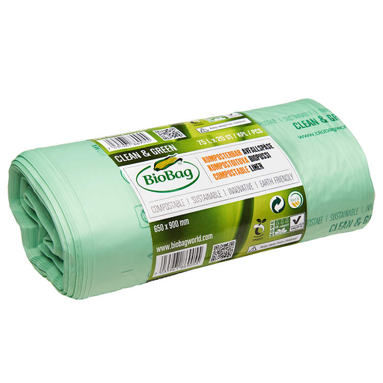 BioBag biokompostējami atkritumu maisi, 75l, 20gb.