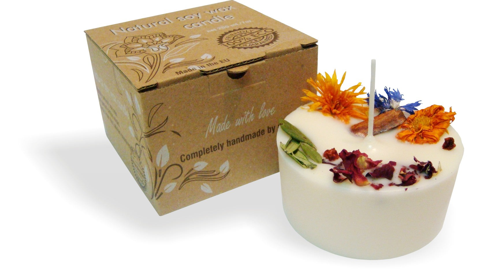 Gartda sojas vaska svece ar kanēļa un apelsīna ēterisko eļļu, 200ml