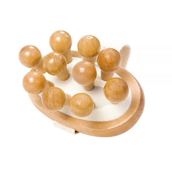 Croll & Denecke koka masāžas birste ar koka bumbiņām