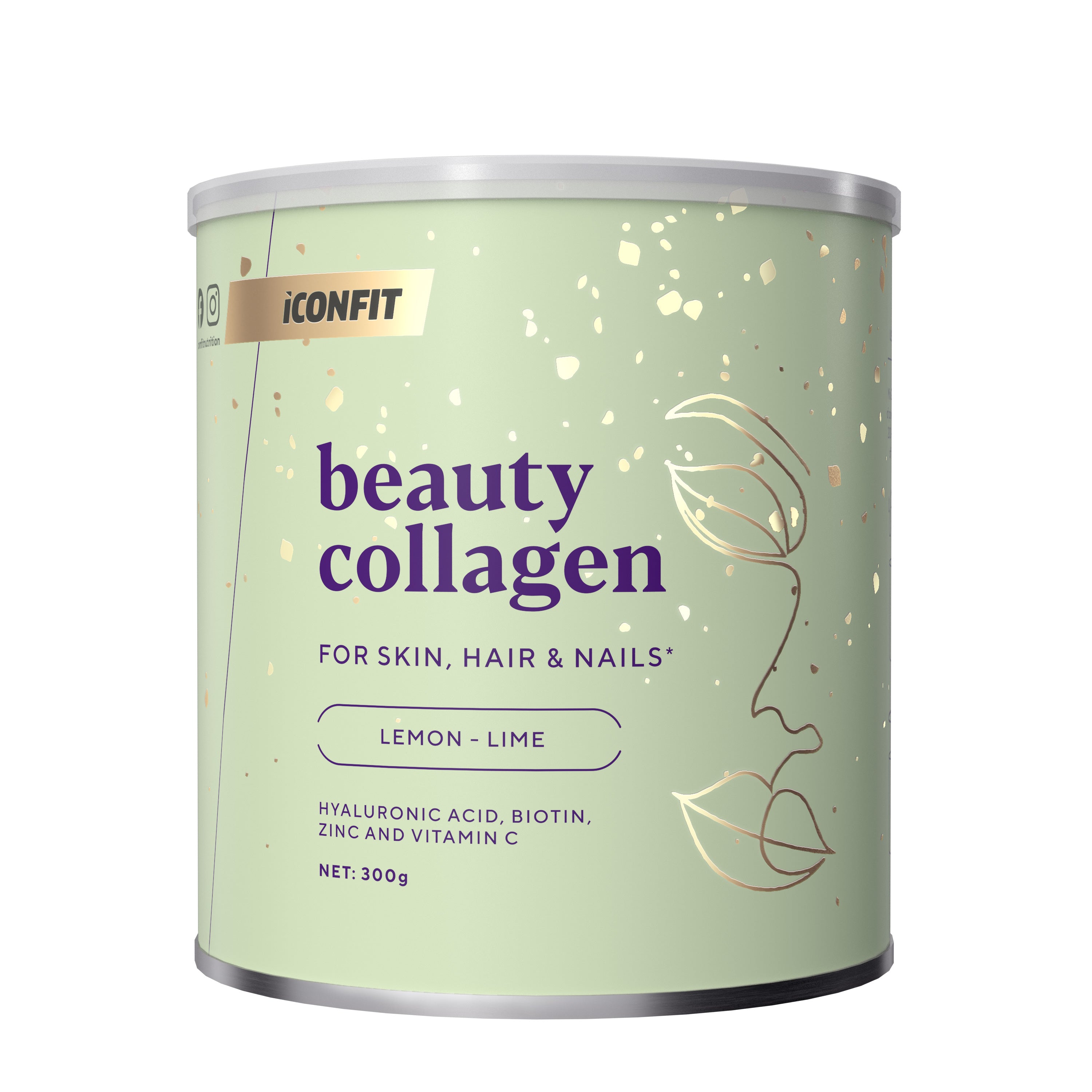ICONFIT uztura bagātinātājs Beauty kolagēns skaistumam, ar citrona un laima garšu, 300g