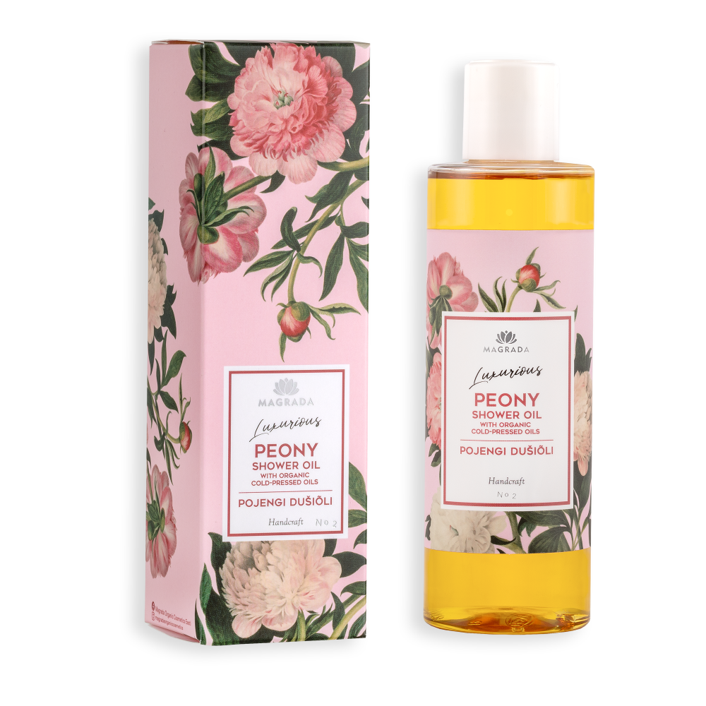 Magrada Luxurious Peony dušas eļļa ar organiskām auksta spieduma augu eļļām, 200ml