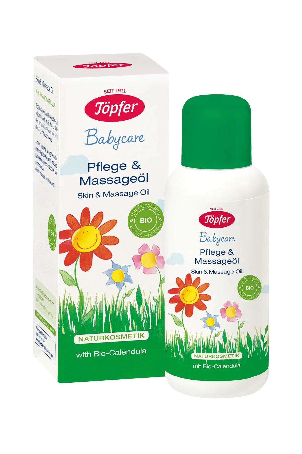 Topfer Babycare masāžas un ķermeņa kopšasnas eļļa bērniem un zīdaiņiem ar klijām un kliņģerītēm, 100ml