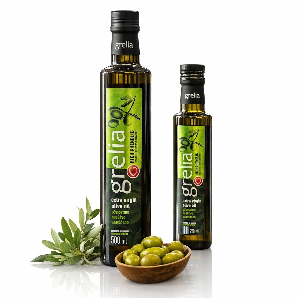Grelia Extra Virgin High Phenolic olīveļļa ar augstu polifenolu saturu, 500ml