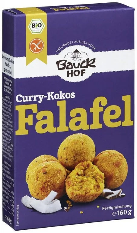 Bauckhof BIO bezglutēna falafel maisījums ar kariju un kokosriekstiem, 160g