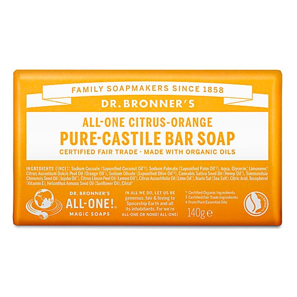 Dr. Bronner`s citrusu un apelsīnu ziepes, 140g