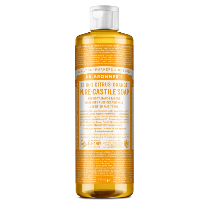 Dr. Bronner`s citrusu un apelsīnu šķidrās ziepes, 475ml