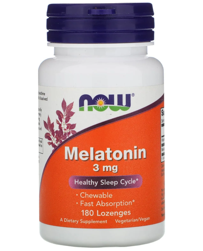 NOW Foods uztura bagātinātājs Melatonīns (Melatonin) 3mg, 180 past.