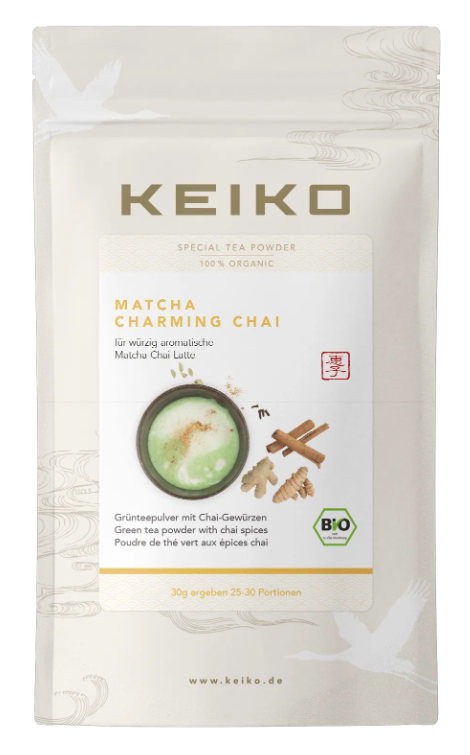 Keiko BIO zaļā tēja mača ar garšvielām "Matcha Charming Chai", 50g