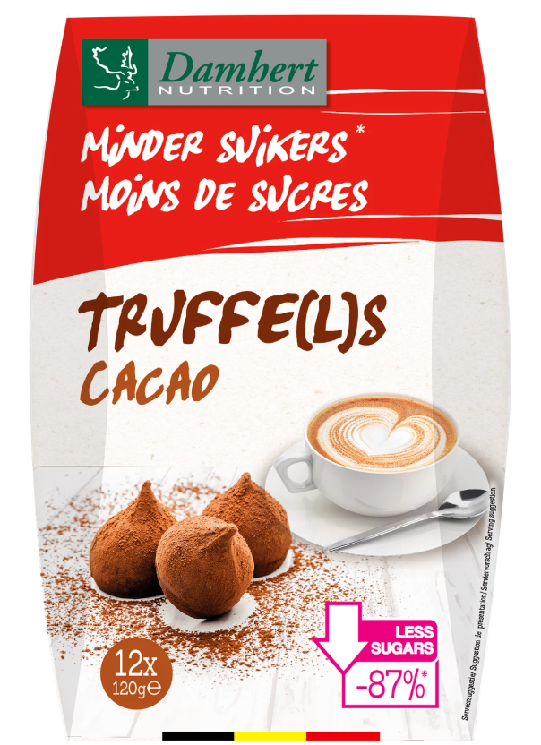 Damhert šokolādes trifeles ar samazinātu cukura saturu, 120g