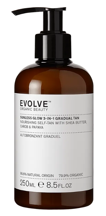 Evolve Organic Beauty barojošs pašiedeguma losjons Sunless Glow 3-IN-1, 250ml