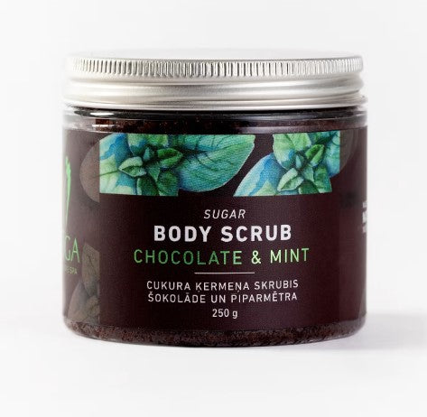 Līga Nature SPA cukura skrubis ķermenim "Šokolāde un piparmētra", 250g